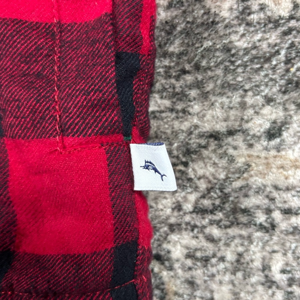 Tommy Bahama Boy Red Checked Flannel Shacket jacket Sherpa Lined Size XL (14) - Picture 4 of 6